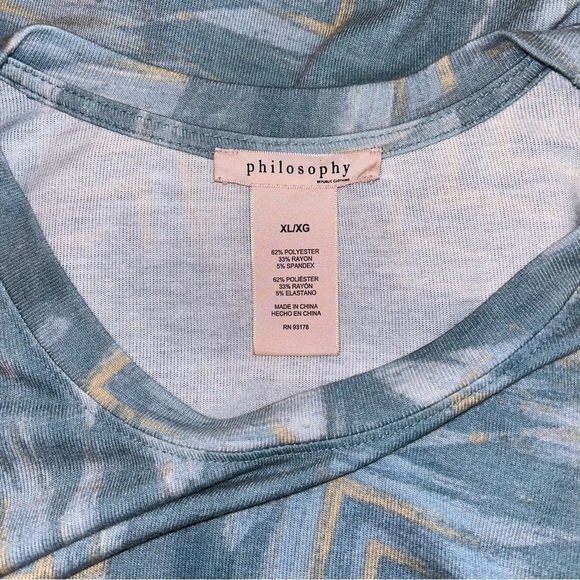 Philosophy Top Aqua Tunic  Long Sleeve Asymmetrical Hem Boho - Size XL - Picture 6 of 6